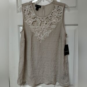 NWT!!!  I.N. Studio Sleeveless Blouse with Floral Lace Yoke.  Sz XL